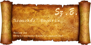 Szaszkó Beatrix névjegykártya